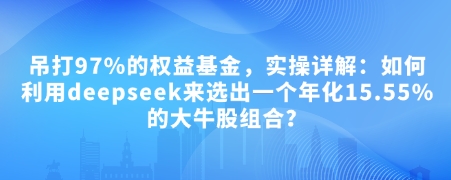 付费文章：吊打97%的权益基金，实操详解：如何利用deepseek来选出一个年化15.55%的大牛股组合?-雲鼎文化传媒