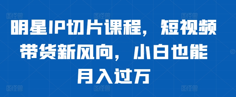 明星IP切片课程，短视频带货新风向，小白也能月入过万-雲鼎文化传媒