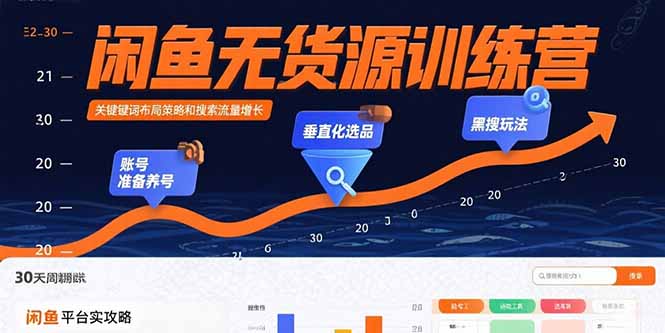 闲鱼无货源训练营：账号准备养号/垂直化选品/黑搜玩法，0基础30天盈利指南-雲鼎文化传媒