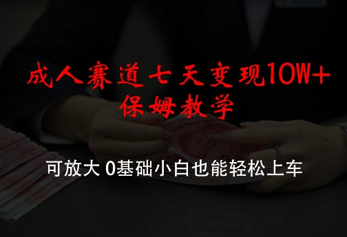 成人赛道七天变现10W+保姆教学，可放大，0基础小白也能轻松上车【揭秘】-雲鼎文化传媒