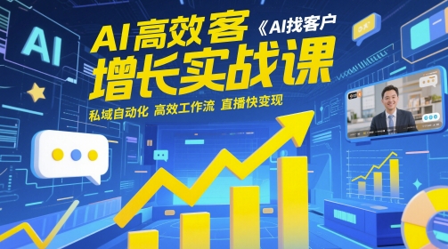 AI高效获客增长实战课，​AI找客户 私域自动化 高效工作流 直播快变现-雲鼎文化传媒