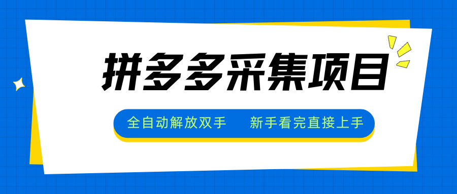 拼多多采集项目，全自动解放双手，单号日入30+-雲鼎文化传媒