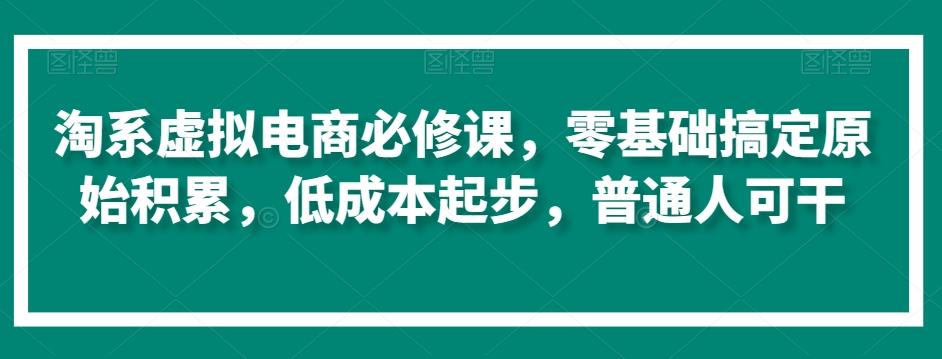 淘系虚拟电商必修课，零基础搞定原始积累，低成本起步，普通人可干-雲鼎文化传媒