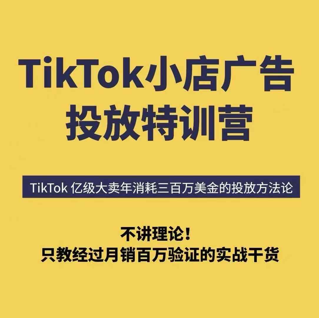 TikTok小店广告投放特训营，6天破局计划专治各种“投不动”，教你经过月销百万验证的实战干货-雲鼎文化传媒