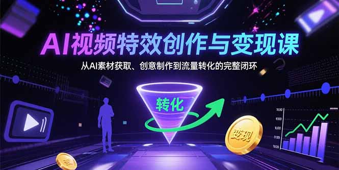 AI视频特效创作与变现课：从AI素材获取、创意制作到流量转化的完整闭环-雲鼎文化传媒