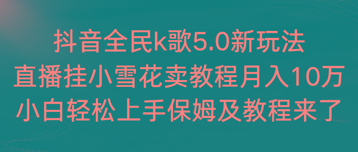 抖音全民k歌5.0新玩法，直播挂小雪花卖教程月入10万，小白轻松上手，保…-雲鼎文化传媒