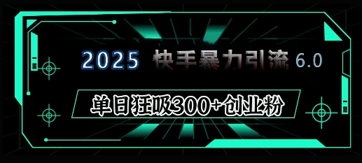 2025年快手6.0保姆级教程震撼来袭，单日狂吸300+精准创业粉-雲鼎文化传媒