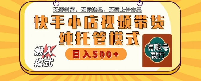 快手小店托管代运营，无需剪辑，无需选品，无需上传作品，全程无需操作，轻松月入5k+【揭秘】-雲鼎文化传媒