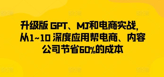 升级版 GPT、MJ和电商实战，从1~10 深度应用帮电商、内容公司节省60%的成本-雲鼎文化传媒