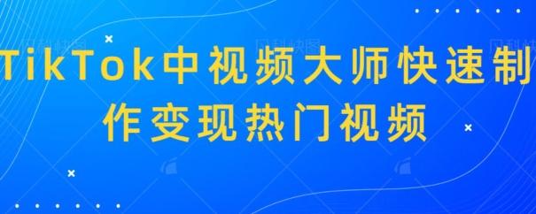 TikTok中视频大师快速制作变现热门视频-雲鼎文化传媒