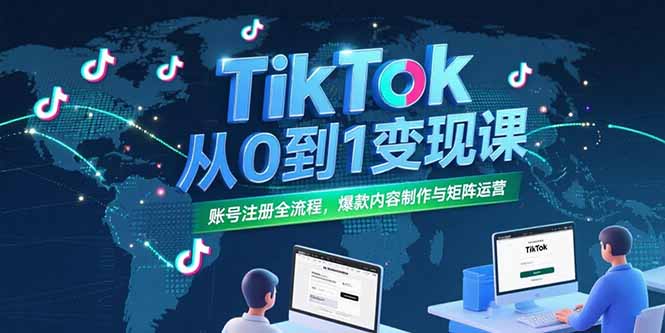 TikTok从0到1变现课，账号注册全流程，爆款内容制作与矩阵运营-雲鼎文化传媒