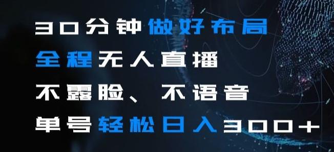 30分钟做好布局全程无人直播，不露脸不语音单号轻松日入300+-雲鼎文化传媒