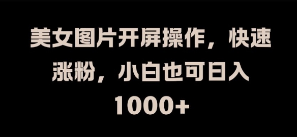 美女图片开屏操作，快速涨粉，小白也可日入1k【揭秘】-雲鼎文化传媒