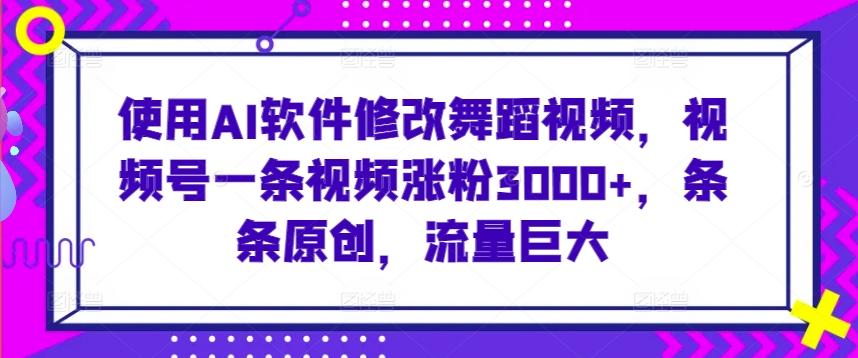 使用AI软件修改舞蹈视频，视频号一条视频涨粉3000+，条条原创，流量巨大【揭秘】-雲鼎文化传媒