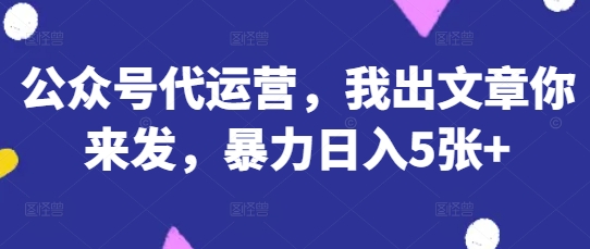 公众号代运营，我出文章你来发，暴力日入5张+【揭秘】-雲鼎文化传媒