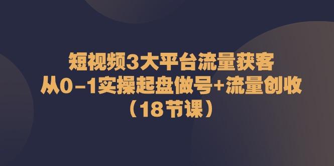 短视频3大平台流量获客：从0-1实操起盘做号+流量创收(18节课)-雲鼎文化传媒