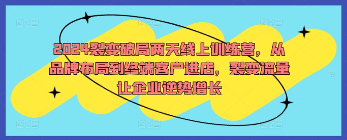2024裂变破局两天线上训练营，从品牌布局到终端客户进店，裂变流量让企业逆势增长-雲鼎文化传媒