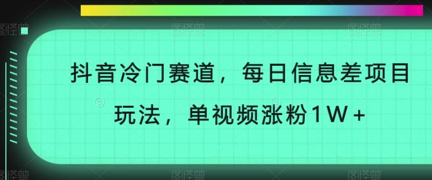 抖音冷门赛道，每日信息差项目玩法，单视频涨粉1W+-雲鼎文化传媒