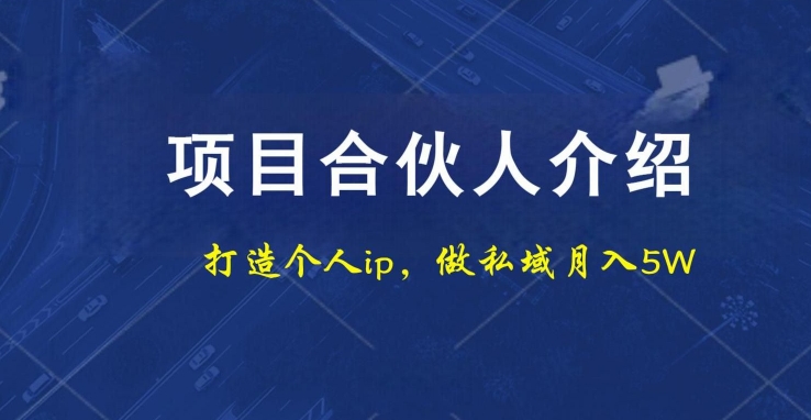 项目合伙人项目，打造个人IP，做私域月入5W，小白勿扰-雲鼎文化传媒