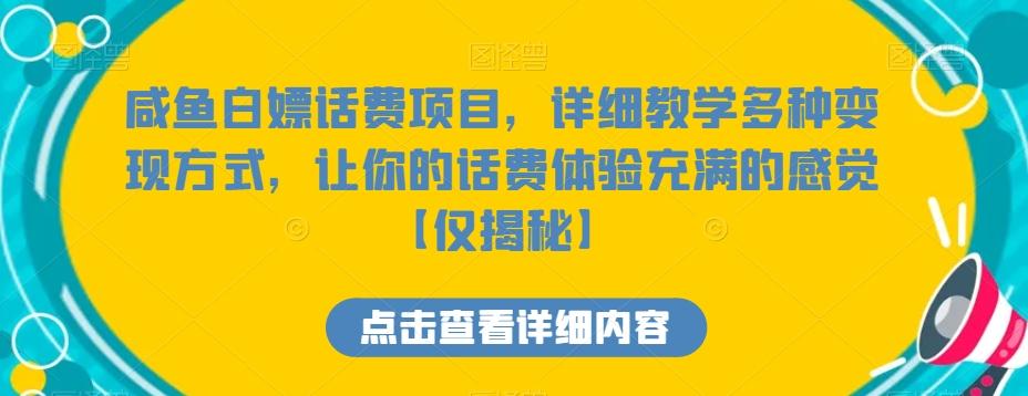 咸鱼白嫖话费项目，详细教学多种变现方式，让你的话费体验充满的感觉【仅揭秘】-雲鼎文化传媒