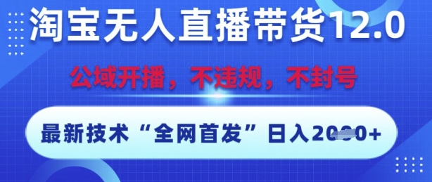 淘宝无人直播带货12.0，最新技术，不封号，不违规，操作简单，开播爆单，日入多张【揭秘】-雲鼎文化传媒