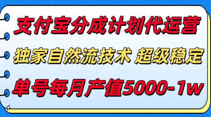 支付宝分成计划代运营，独家自然流技术，收益稳定，单号月产5000＋-雲鼎文化传媒