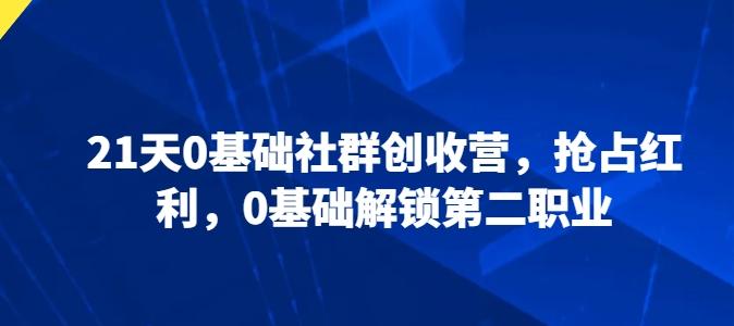21天0基础社群创收营，抢占红利，0基础解锁第二职业-雲鼎文化传媒