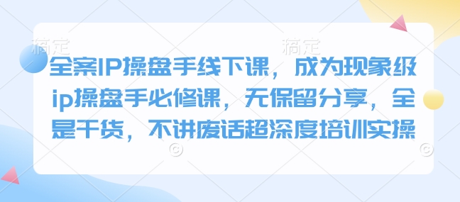 全案IP操盘手线下课，成为现象级ip操盘手必修课，无保留分享，全是干货，不讲废话超深度培训实操-雲鼎文化传媒