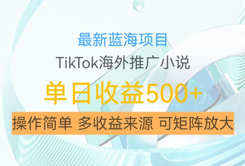 最新蓝海项目，利用tiktok海外推广小说赚钱佣金，简单易学，日入500+，可矩阵放大【揭秘】-雲鼎文化传媒