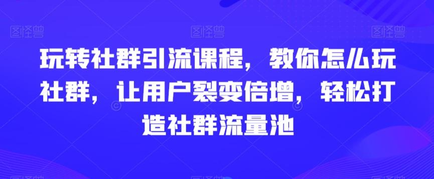 玩转社群引流课程，教你怎么玩社群，让用户裂变倍增，轻松打造社群流量池-雲鼎文化传媒