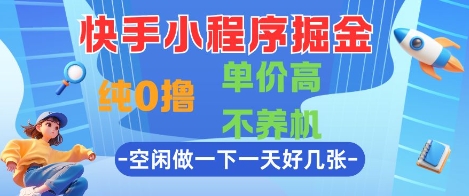 快手小程序掘金，纯0撸，单价高不养机 利用空闲时间做一做，一天好几张【揭秘】-雲鼎文化传媒