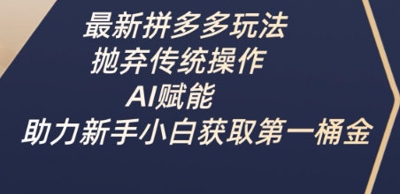 最新拼多多玩法，抛弃传统操作，AI赋能，助力新手小白获取第一桶金-雲鼎文化传媒