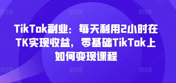 TikTok副业：每天利用2小时在TK实现收益，零基础TikTok上如何变现课程-雲鼎文化传媒