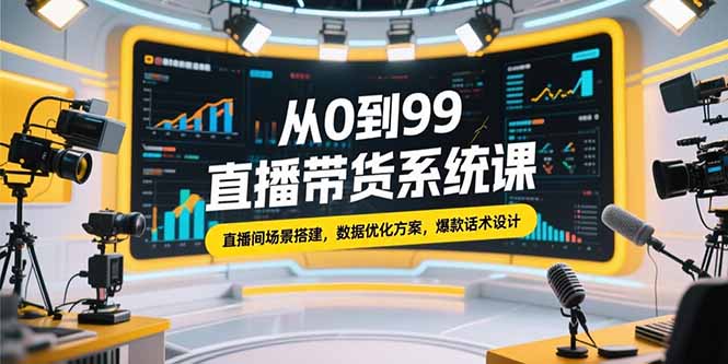 从0到99直播带货系统课，直播间场景搭建，数据优化方案，爆款话术设计-雲鼎文化传媒
