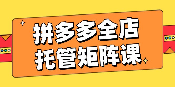 拼多多全店托管矩阵课，盈利动销玩法，高效计划设置，提升店铺效益-雲鼎文化传媒