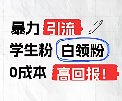 暴力引流学生粉白领粉，吊打以往垃圾玩法，0成本，高回报-雲鼎文化传媒