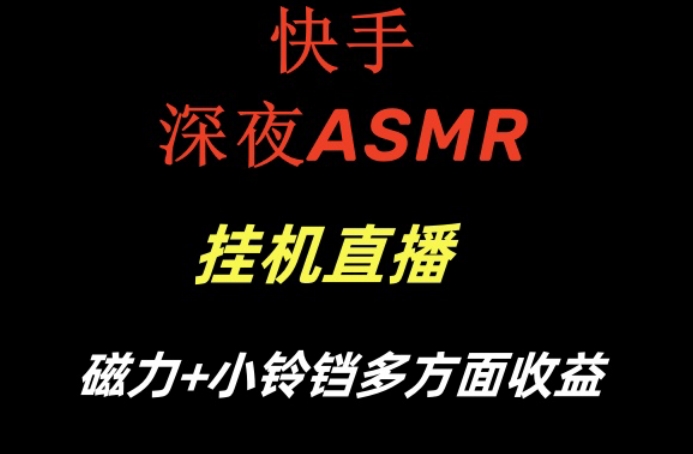 快手深夜ASMR挂机直播，磁力+小铃铛收益(附带工具和5G素材)【揭秘】-雲鼎文化传媒