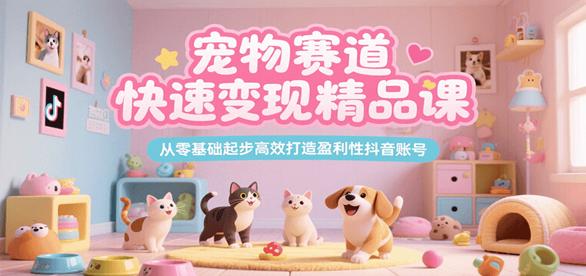 宠物赛道快速变现精品课，从零基础起步高效打造盈利性抖音账号-雲鼎文化传媒