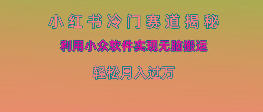小红书冷门赛道揭秘,利用小众软件实现无脑搬运，轻松月入过万-雲鼎文化传媒