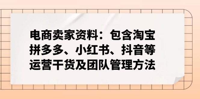 电商卖家资料：包含淘宝、拼多多、小红书、抖音等运营干货及团队管理方法-雲鼎文化传媒