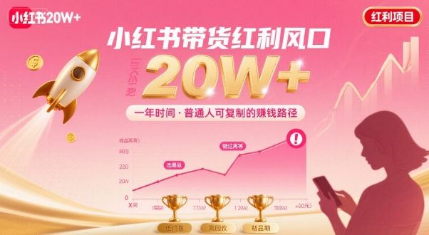 一年时间靠小红书带货项目年入20w+，最不能错的大红利项目-雲鼎文化传媒