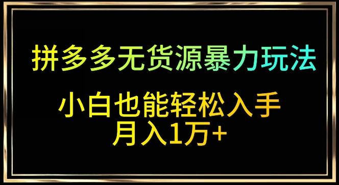 拼多多无货源暴力玩法，全程干货，小白也能轻松入手，月入1万+【揭秘】-雲鼎文化传媒