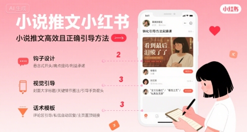 小说推文小红书高转化引导方法实操课，小说推文高效且正确引导方法-雲鼎文化传媒