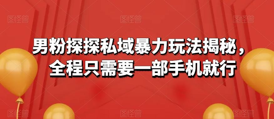 男粉探探私域暴力玩法揭秘，全程只需要一部手机就行-雲鼎文化传媒