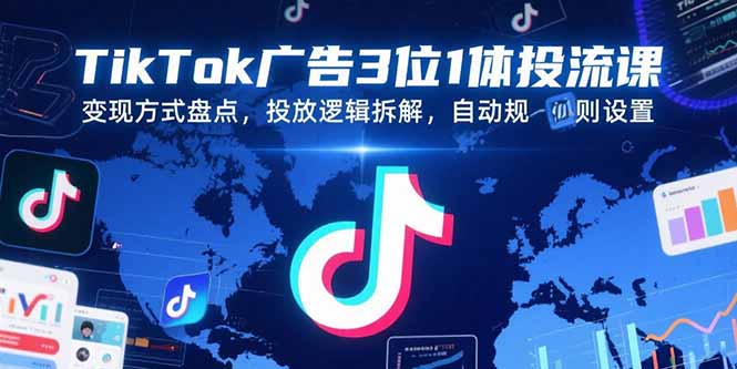 TikTok广告3位1体投流课，变现方式盘点，投放逻辑拆解，自动规则设置-雲鼎文化传媒