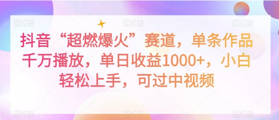 抖音“超燃爆火”赛道，单条作品千万播放，单日收益1000+，小白轻松上手，可过中视频【揭秘】-雲鼎文化传媒