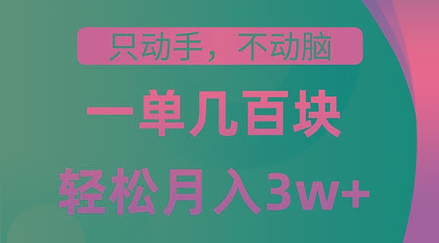 只动手不动脑，一单几百块，轻松月入3w+，看完就能直接操作，详细教程-雲鼎文化传媒