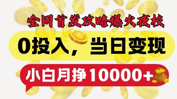 全网首发爆火夜校，0投入，当日变现，小白轻松月入1w+【揭秘】-雲鼎文化传媒