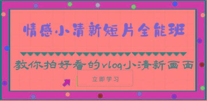 情感小清新短片全能班-教你拍好看的vlog小清新画面(30节课)-雲鼎文化传媒