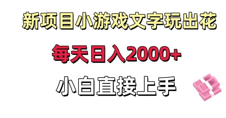 新项目小游戏文字玩出花日入2000+，每天只需一小时，小白直接上手【揭秘】-雲鼎文化传媒